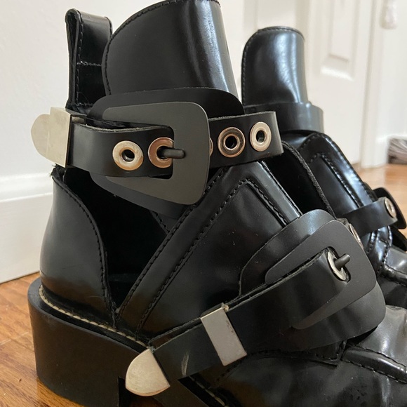 BALENCIAGA Patent Leather Buckle Cutout Boots - Picture 3 of 6